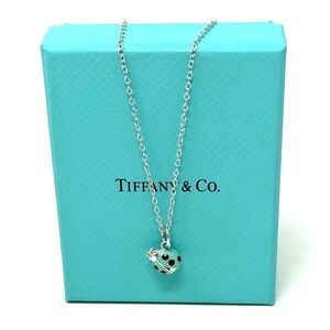 Authentic Tiffany & co. Enamel Blue / Black Lady Bug Pendant Necklaces.